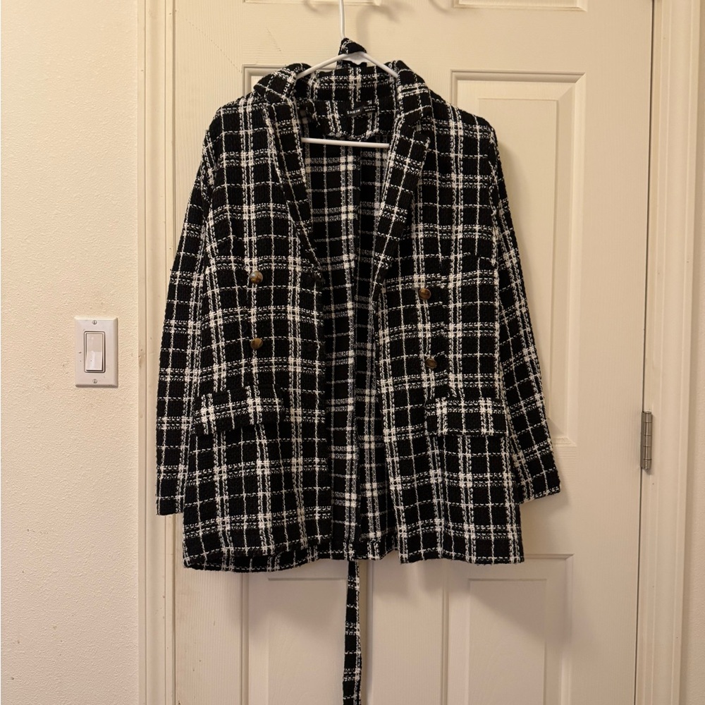 Black and White Plaid Women's Jacket